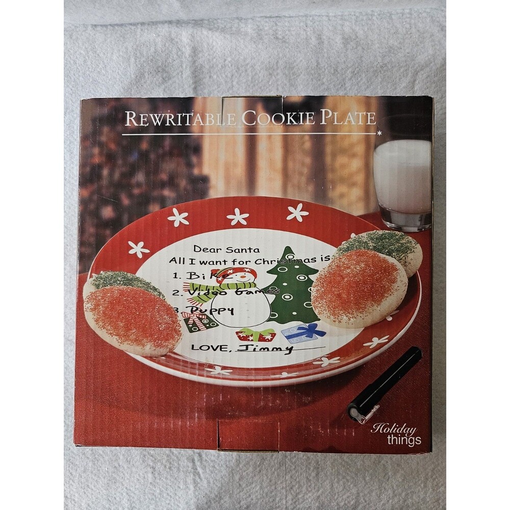 Linen N Things Holiday Things Rewriteable Santa Cookie Plate